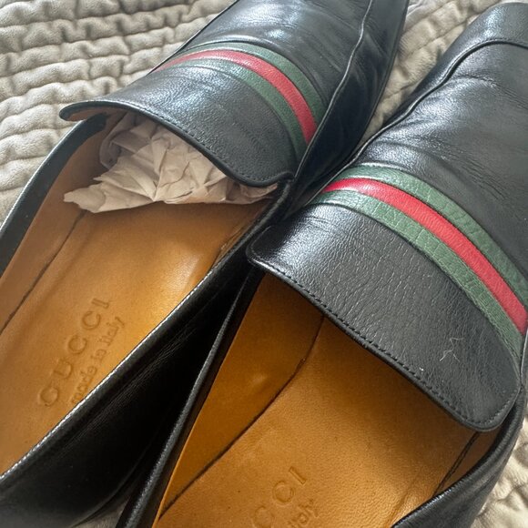 Authentic Gucci Green & Red Web Loafers Size 8.5 Iconic Designer Shoes main image 6